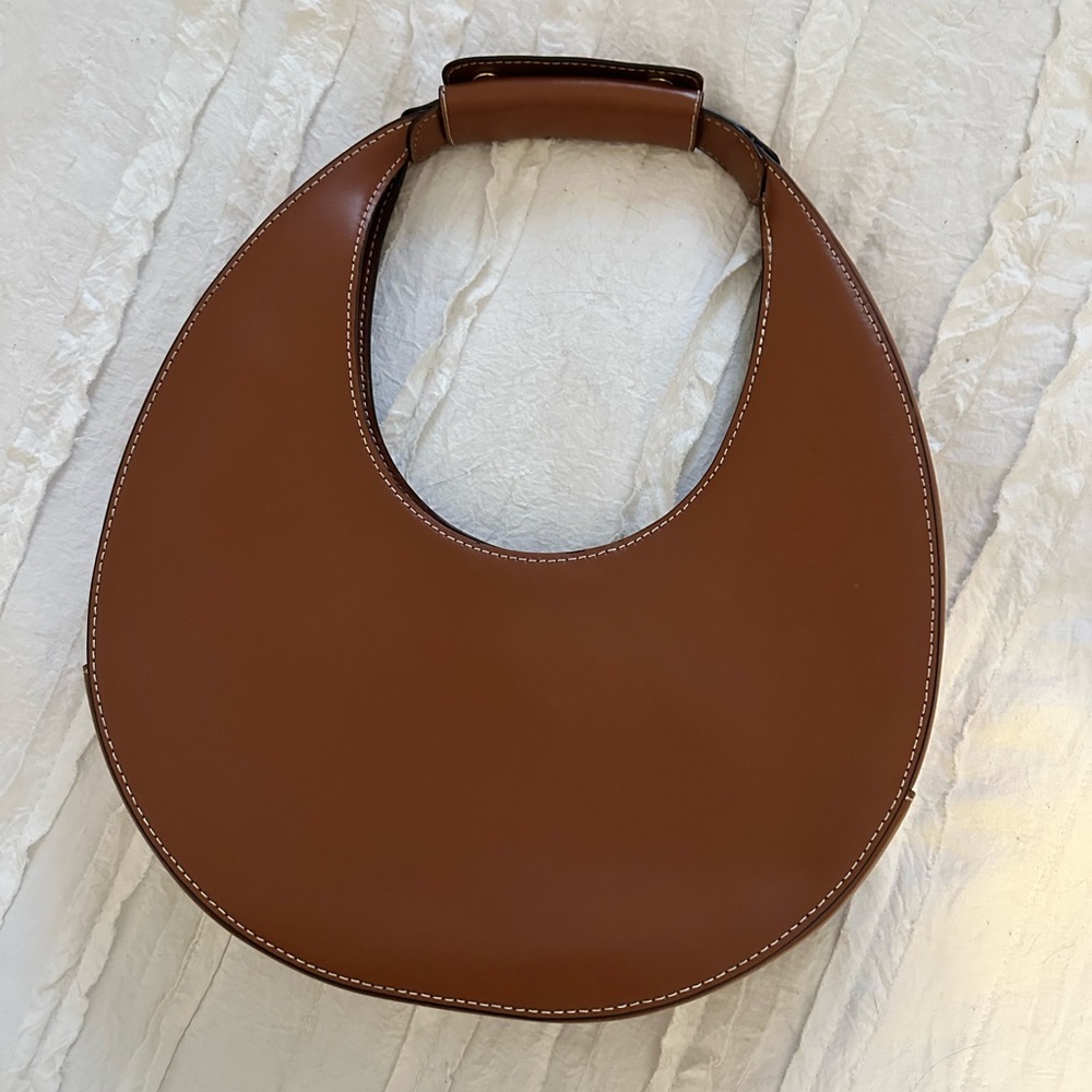 STAUD Crescent Brown Leather Bag